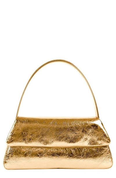 Liselle Kiss Elliot Leather Top Handle Bag In Gold Crinkle