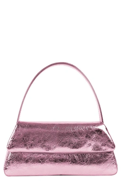 Liselle Kiss Elliot Leather Top Handle Bag In Pink Crinkle
