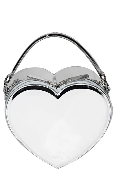Liselle Kiss Harley Faux Leather Heart Crossbody Bag In Silver Glossy/ Silver