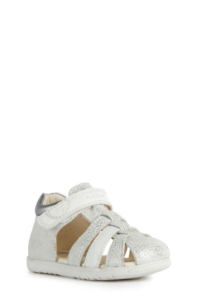 Geox Kids' Macchiagi Sandal In Off White/ Silver
