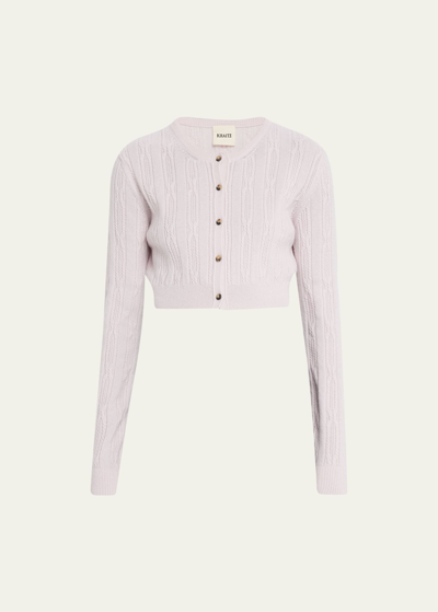 Khaite Alaska Cashmere Cable-knit Cardigan In Pink