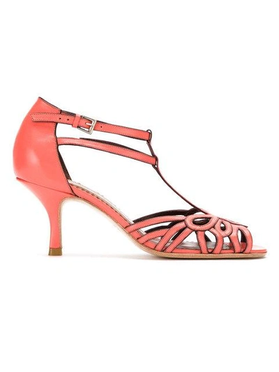 Sarah Chofakian Strappy Pumps In Pink