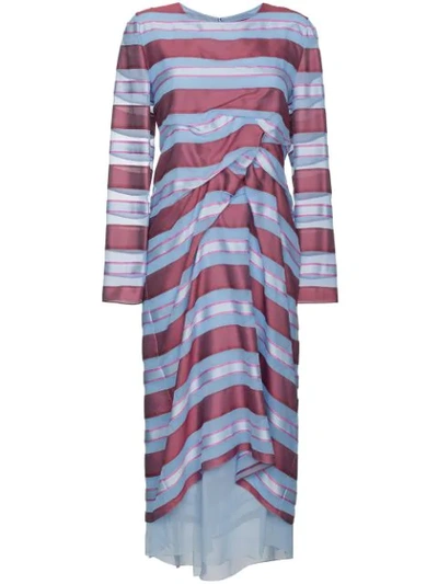 Sies Marjan Elodie Striped-jacquard Silk Dress In Blue