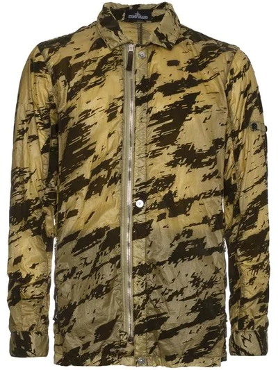 Stone Island Shadow Project Camouflage Print Shirt Jacket In Green