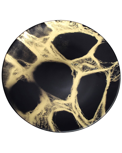 Alice Pazkus Set Of 4 Marbleized Chargers In Black