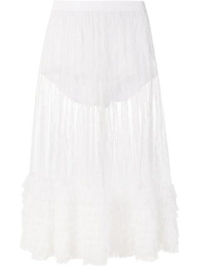 Amen Sheer Lace Skirt In White
