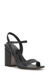Vince Camuto Herrica Ankle-strap Slingback Two-piece City Sandals Women's Shoes In Black Patent