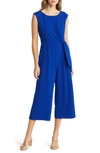 Tahari Asl Side Knot Crop Wide Leg Jumpsuit In Cobalt