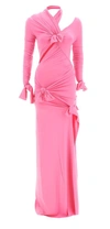 Balenciaga Knot Detail Cut-out Gown In Pink