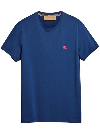 Burberry Jadford V-neck Cotton T-shirt In Bright Navy
