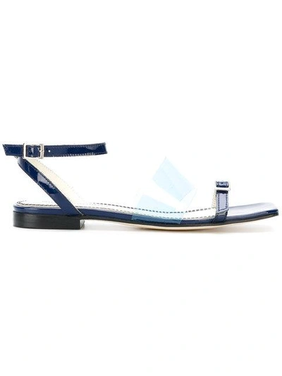 Nicole Saldaã±a Strappy Vinyl Sandals In Blue