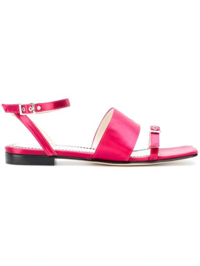 Nicole Saldaña Buckled Satin Sandals In Pink