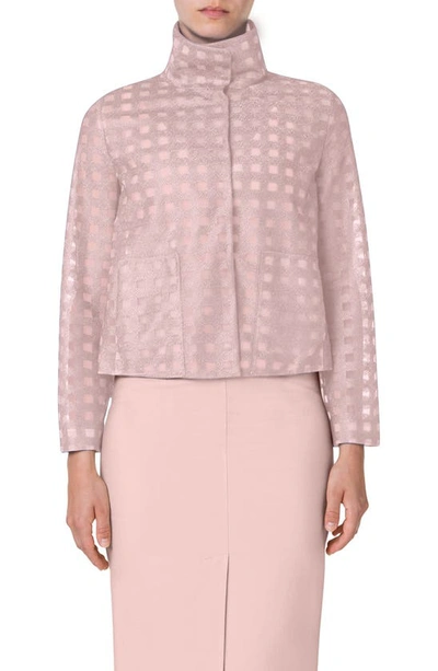 Akris Women's Square-embroidered Tulle Jacket In Lily