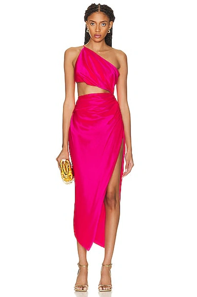 The Sei Women's Silk One-shoulder Midi-dress In Hot Pink