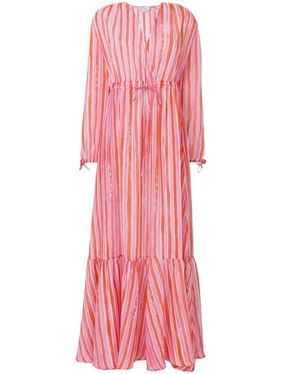 Mira Mikati Sheer Striped Maxi Dress In Pink & Purple