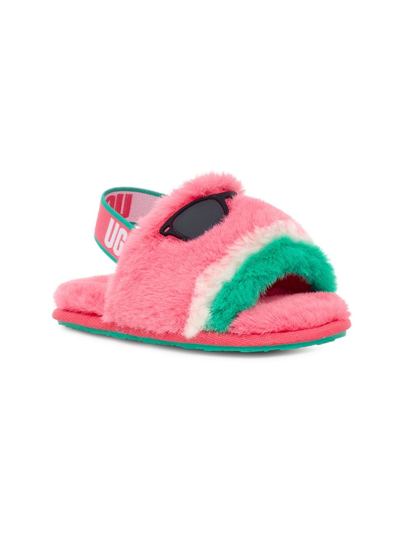 Ugg Kids' Fluff Yeah Watermelon Wool And Recycled Polyester-blend Slippers 2-7 Years In Pink