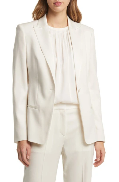 Hugo Boss Jaxtiny Virgin Wool Tuxedo Blazer In White