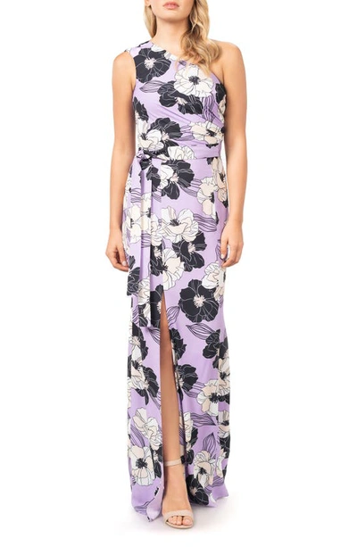 Dress The Population Women's Bella Floral One-shoulder Maxi Dress In Wisteria Multi