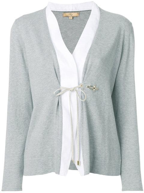 grey tie front cardigan