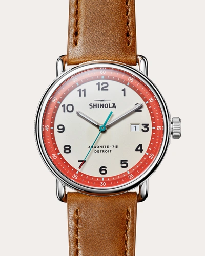 Shinola Men's Canfield C56 43mm Bourbon Leather-strap Watch In Grey