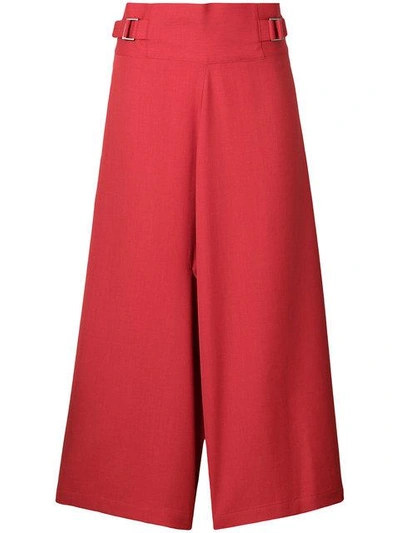 132 5. Issey Miyake Cropped Wide Leg Trousers In Red