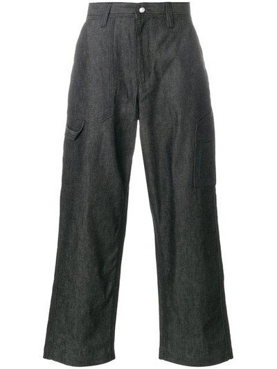 White Mountaineering Wide Leg Trousers In Black