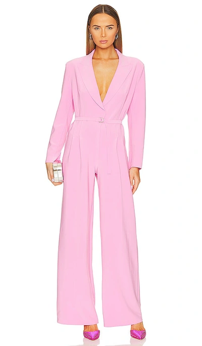 Norma Kamali Single Breasted Straight Leg Jumpsuit In Candy Pink
