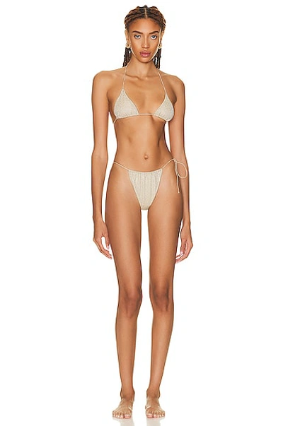 Oseree Lumiere Microkini Bikini Set In Gold