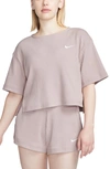 Nike Women's  Sportswear Ribbed Jersey Short-sleeve Top In Brown