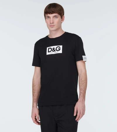 Dolce & Gabbana Cotton Round-neck T-shirt With Patch In Nero