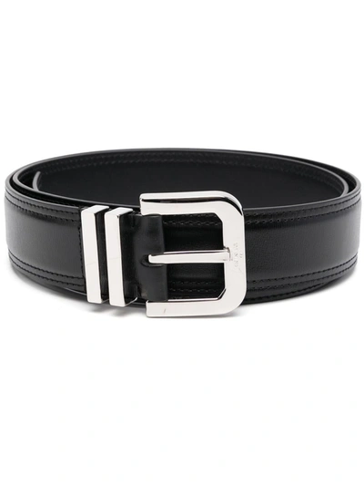 Valentino Garavani Engraved-buckle Leather Belt In Black