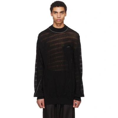 Sacai Black Twisted Knit Pullover In 001 Black