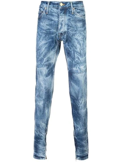 Fear Of God Skinny-fit Distressed Selvedge Denim Jeans In Blue