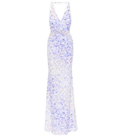 Roberto Cavalli Printed Twist-waist Gown In Purple