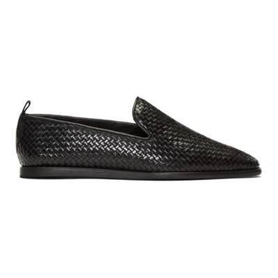 H By Hudson Black Woven Ipanema Loafers