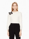 Kate Spade Embellished Bow Sweater In Cream
