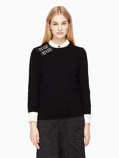 Kate Spade Embellished Bow Sweater In Black