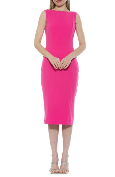Alexia Admor Penny Midi Sheath Cocktail Dress In Hot Pink