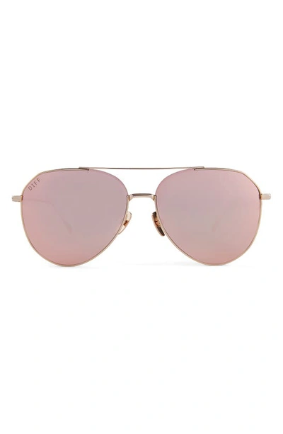 Diff Dash 61mm Mirrored Aviator Sunglasses In Peach Mirror