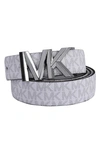 Michael Kors Monogram Reversible Leather Belt In Bright White