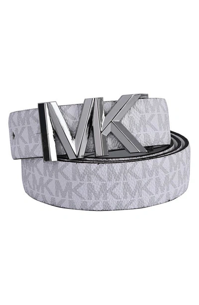 Michael Kors Monogram Reversible Leather Belt In Bright White