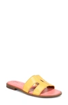 Naturalizer Fame Metallic Slide Sandal In Daffodil/coral Peach Leather