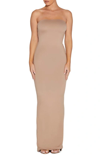 Naked Wardrobe X Bare Strapless Tube Dress In Nude