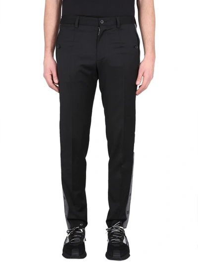 Dolce & Gabbana Stretch Wool Trousers In Black