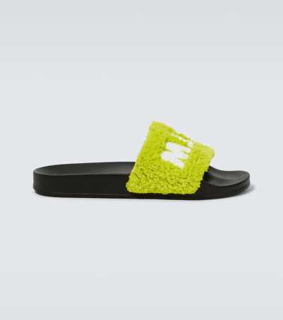 Marni Sponge Slide Sandals In Lime Green