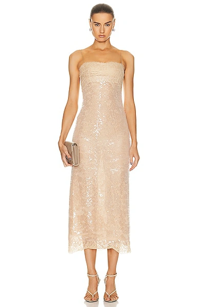 Simkhai Valentina Sequined Midi Dress In Ginger Root