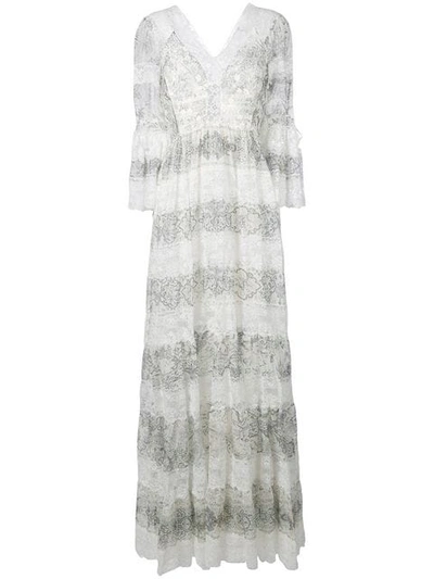 Etro Lace-trimmed Printed Cotton And Silk-blend Gown In White