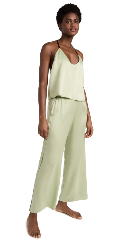 Lunya Washable Mulberry Silk Cami Pyjamas In Ethereal Green