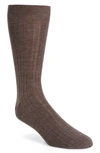 Canali Ribbed Cashmere & Silk Socks In Brown