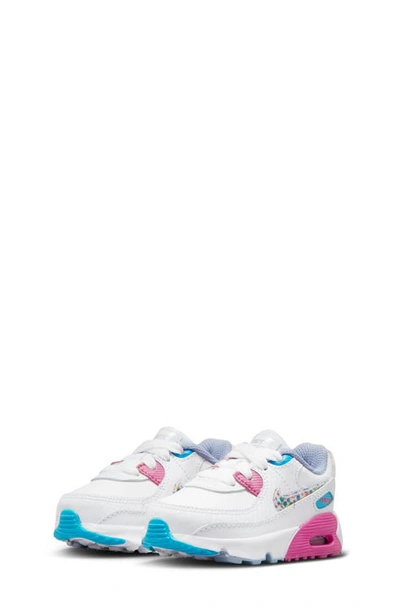 Nike Kids' Air Max 90 Ltr Se Sneaker In White/active Fuchsia/blue Lightning/multicolor